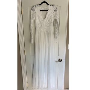 Awaken My Love White Long Sleeve Lace Maxi Dress